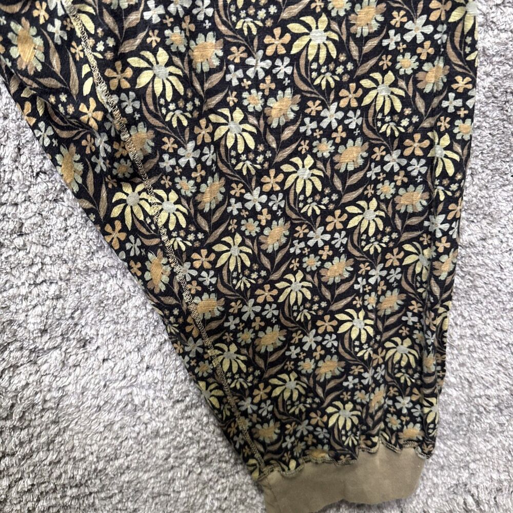 Natural Life Johnnie Cotton Jumpsuit Size XL Green Floral Loungewear Loose - Picture 10 of 10